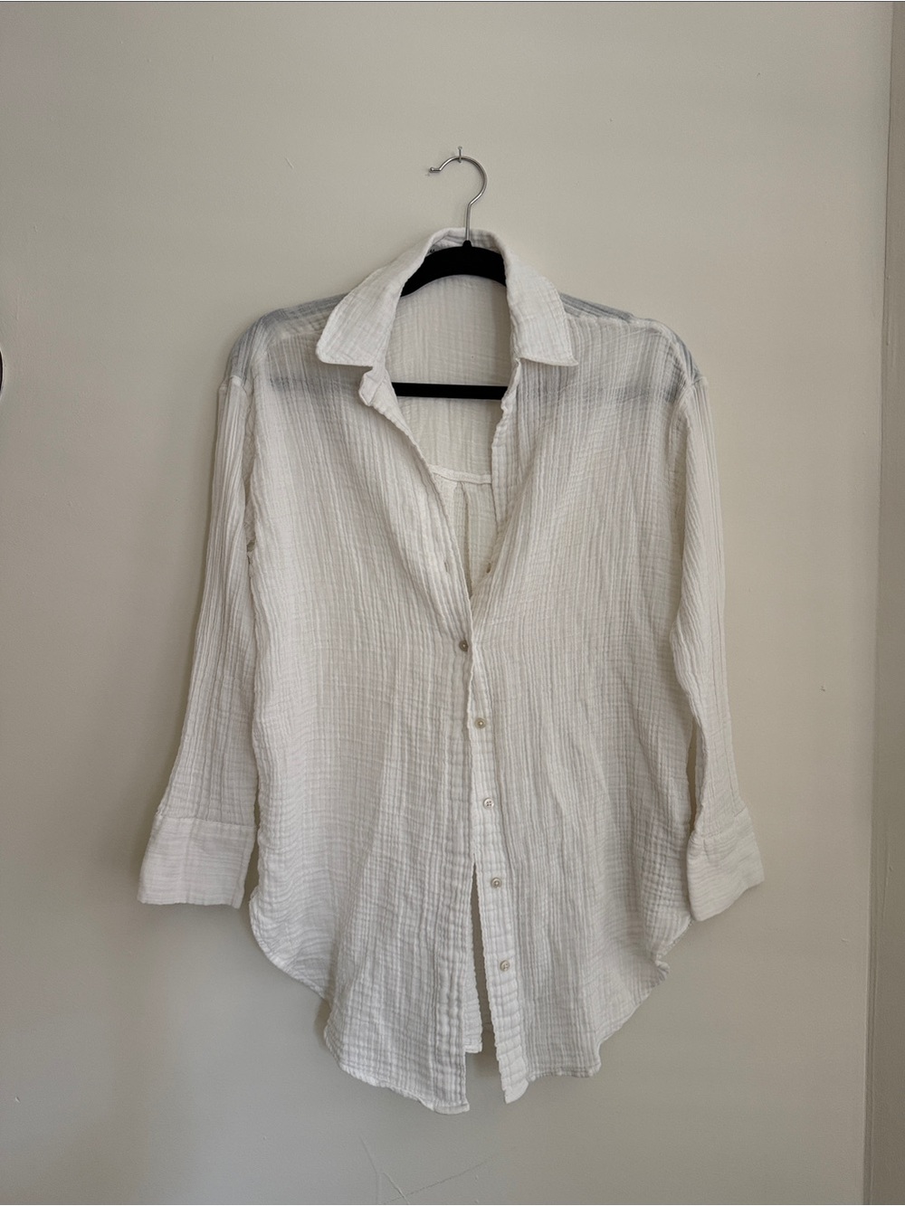 Abercrombie & Fitch White Gauze Button-Down Shirt
